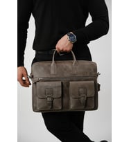 Loreen 2230 %100 Hakiki Deri Laptop Çantası (Gri)