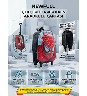 NEWFULL ÇEKÇEKLİ ERKEK ANAOKUL SIRT ÇANTASI (Lacivert-Kırmızı)