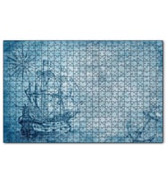 Cakapuzzle Orta Dünya Haritası ve Yelkenli Gemi Puzzle Yapboz MDF (Ahşap) (1000 Parça)