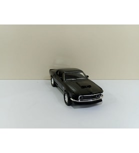 1969 Ford Mustang Boss 429 1/36 Ölçek 12cm çek bırak (ÖZEL PLAKALI) (Siyah)