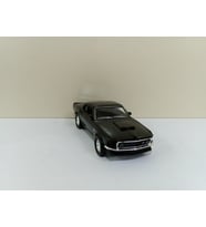1969 Ford Mustang Boss 429 1/36 Ölçek 12cm çek bırak (ÖZEL PLAKALI) (Siyah)