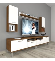 Decoraktiv Eko 5220da Slm Krom Ayaklı Tv Ünitesi Tv Sehpası (Beyaz - Kahverengi)