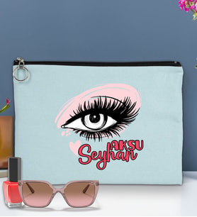 BK Gift Kişiye Özel İsimli-5 Astarlı Portföy Çanta 30x21cm(12 Renk Seçeneği), Baskılı El Çantası, Organizer Çanta (Açık Mavi)