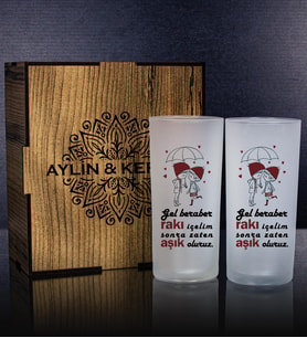 eJOYA Kişiye Özel Kutusunda 2'li Rakı Bardağı Hediye Seti 107203 (Kırmızı)