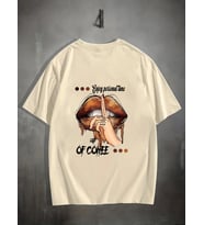 Unisex Enjoy Personel Time Baskılı Tasarım Tshirt (Bej)