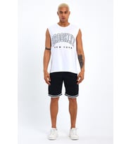 Süperlife Erkek Bisiklet Yaka Regular Fit  Brooklyn Baskılı  Tişört SPR22TS116 (Beyaz)