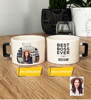 Kişiye Özel Karikatürlü Patron Hediye Lüks Fincan Big Boss Kadın Patrona Doğum Günü Hediyesi (Siyah)