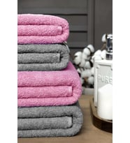 4 lü Banyo Havlusu Takımı Soft Büyük Havlulu Pamuklu Havlu Seti 90X150 Cm Gri (Pembe)