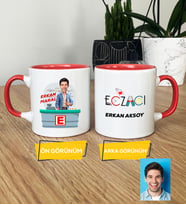 Kişiye Özel Karikatürlü Eczacı Hediye Kupa Bardak Erkek Ezacıya Tıp Bayramı Hediyesi (Pembe)