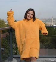 Welsoft Peluş Polar Giyilebilir Battaniye Pijama (Kahverengi)