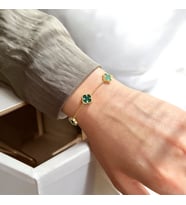 VAN CLEEF YONCA ŞANS BİLEKLİK  925 Ayar Gümüş Bileklik (Yeşil)