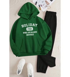 Holiday Baskılı Eşofman Takımı (Yeşil)