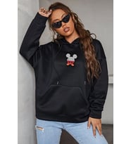 Unisex Mause Sırt Baskılı Sweatshirt (Siyah)