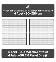 KONAK TEL ÇİT SİSTEMLERİ 4 ADET TAKIM PANEL ÇİT TELİ 50X250 CM (Antrasit)
