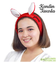 Kendin Tasarla Dailing Spa Tavşan Kulaklı Saç - Makyaj Bandı (Kırmızı)