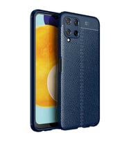 Galaxy M22 Kılıf Zore Niss Deri Desenli Silikon Kılıf (Lacivert)