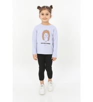 Toontoy Kız Çocuk Kirpi Baskılı Tişört (Mavi)