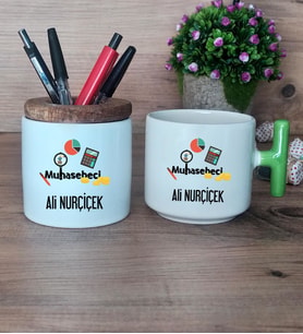 Muhasebeci Hediye Sepeti Kupa Bardak T Kulplu, Kalemlik Hediyeleri Muhasebeciye Hediye (Model 8)