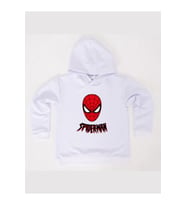 Spiderman baskılı örümcek adam kapüşonlu pamuklu kumaş çocuk sweatshirt (Beyaz)