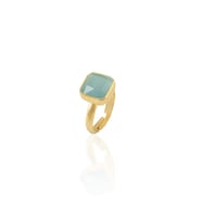 Kadir Jewellery 22 Ayar Altın Kaplama Zirkon Taşlı Kadın Minimal Yüzük (Açık Mavi)