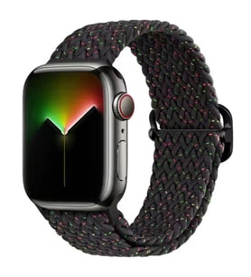 Ally Apple Watch 7-8 41mm 6-5-4 40mm Japon Tokalı Elastik Kayış Kordon 3-2-1 38mm (Desenli Siyah)