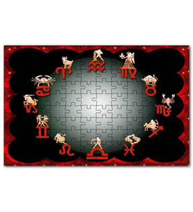 Cakapuzzle Burç Sembolleri Kırmızı Siyah Puzzle Yapboz MDF (Ahşap) (1000 Parça)