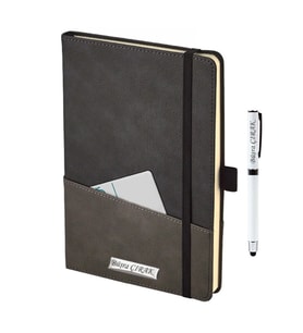 İsme Özel Cepli Premium Defter ve Roller Kalem Seti - Renk Seçenekli (Siyah)