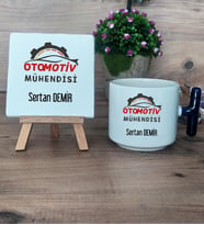 Otomotiv Mühendisi Hediye Seti Kupa Bardak T Kulplu ve Dekoratif Taş Mühendisler Günü Hediyesi (Model 2)