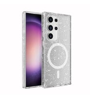 Galaxy S24 Ultra Kılıf Magsafe Şarj Özellikli Parlayan Simli Saydam Renkli Allstar Kılıf (Renksiz)