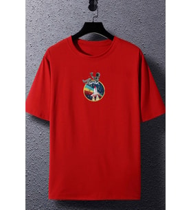 Unisex Nasa Baskılı T-shirt (Kırmızı)