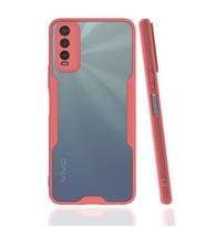 Vivo Y20S Kılıf Zore Parfe Kenarları Pastel Renk Silikon Kılıf (Pembe)