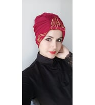 Kadın Şal Desen Bone (Bordo)