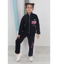 Toontoy Kız Çocuk Baskılı Eşofman Takımı (Lacivert)