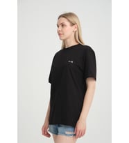 Kadın Bisiklet Yaka Regular Fit  Air Baskılı Tişort SPR21YK23 (Siyah)