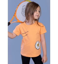 Toontoy Kız Çocuk Papatya Baskılı Tişört (Turuncu)