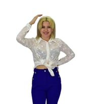 Kadın Brodeli Taşlı Bluz BGL-ST03720 (Beyaz)