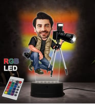 Doğum Günü Hediyesi,Sevgiliye Hediye, Kişiye Özel Fotoğraflı Fotoğrafçı Karikatür 3D Led Lamba (RGB)