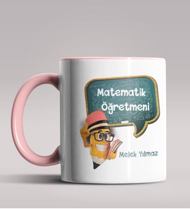 Kişiye Özel Matematik Öğretmeni Tasarımlı Siyah Renk Kupa 15 (Pembe)