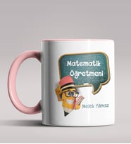 Kişiye Özel Matematik Öğretmeni Tasarımlı Siyah Renk Kupa 15 (Pembe)