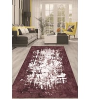 Dijital Kaymaz Taban Yıkanabilir Modern Renkli Salon Halısı Mutfak Halısı Yolluk ND-HT-497 (Bordo)