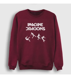 Presmono Unisex Beyaz World Imagine Dragons Sweatshirt 83157tt (Bordo)