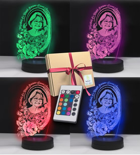 Anneler İçin Özel Resimli 3d Led Gece Lambası (Karışık)