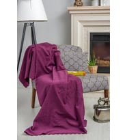 Tek Kişilik Koltuk Örtüsü Berjer Örtüsü Koltuk Şalı 2 Adet 110x175 cm (Mürdüm)