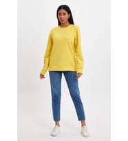 Kadın Bisiklet Yaka Rahat Kalıp 3 iplik İçi Polarlı Kalın Sweatshirt SPR24SWK36 (Sarı)