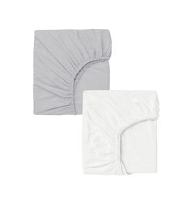 2 Adet 70 x 120 x 20 cm Anne Yanı Lastikli Penye Kumaş Bebek Çarşafı (Beyaz-Gri)
