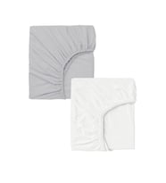 2 Adet 70 x 120 x 20 cm Anne Yanı Lastikli Penye Kumaş Bebek Çarşafı (Beyaz-Gri)