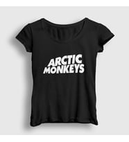 Presmono Kadın Sarı Logo Arctic Monkeys T-Shirt 14433tt (Siyah)