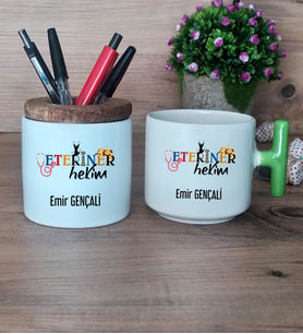 Veteriner Hekim Hediye Sepeti Kupa Bardak T Kulplu, Kalemlik Hediyeleri Veteriner Hekime Hediye (Model 8)