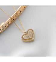 925 Ayar Gümüş Çift Taraflı Kalp Dönence Kolye (Gold)
