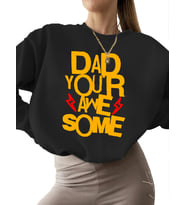 kadın erkek kalın Sweatshirt 3 iplik şardonlu Sweatshirt Bej unisex bisiklet yaka Baba sen (Siyah)